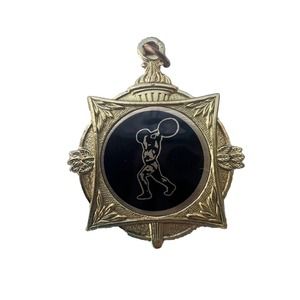 Vintage Heavy Weight Lifting Pendant, Medallion Or Keychain Gold Toned Look